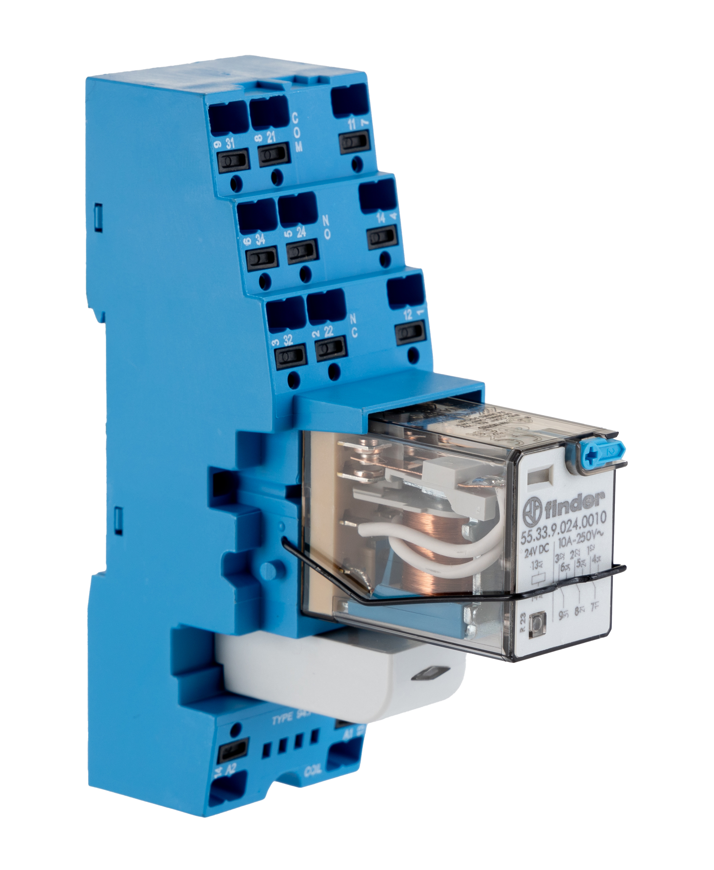 Finder 58 Series Interface Relay, DIN Rail Mount, 24V dc Coil, 3PDT, 3-Pole, 10A Load