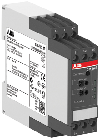 ABB Insulation Monitoring Relay, 1, 3 Phase, SPDT, 0 → 250 V ac, 0 → 300V dc, DIN Rail