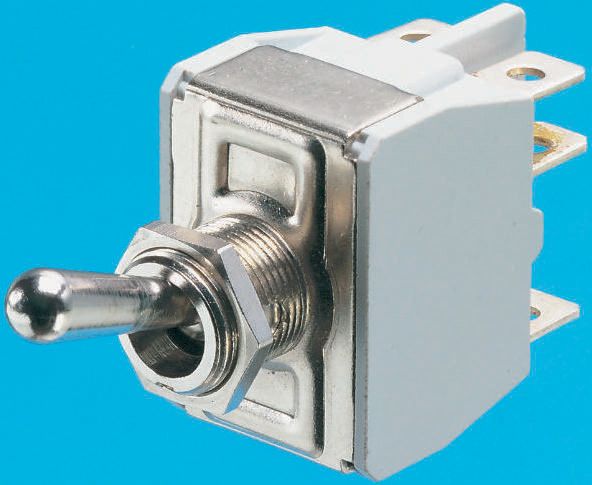 APEM Toggle Switch, Panel Mount, On-Off-(On), DPST, Solder Lug Terminal, 250V ac