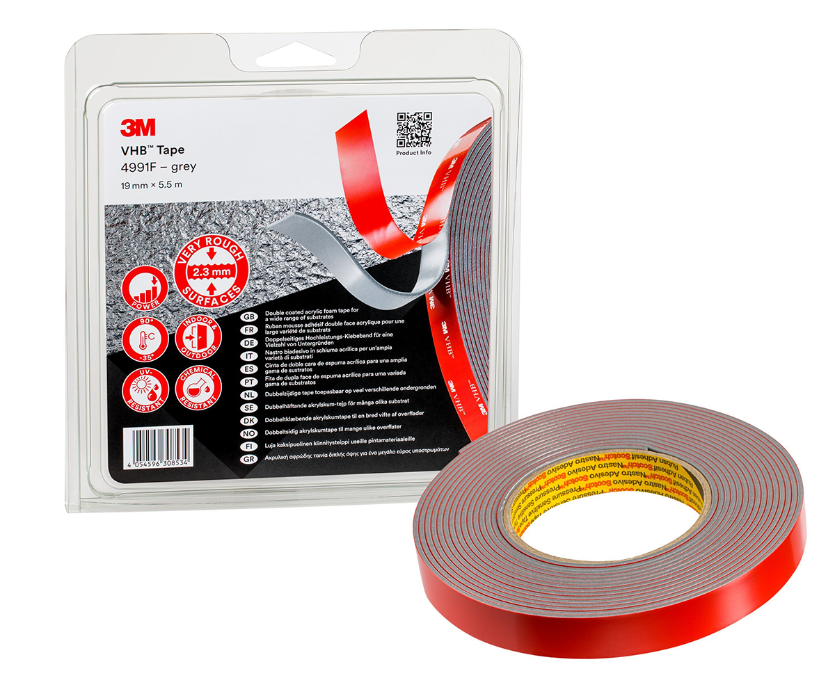 3M 4991F, VHB™ Grey Foam Tape, 19.0mm x 5.50m, 2.30mm Thick