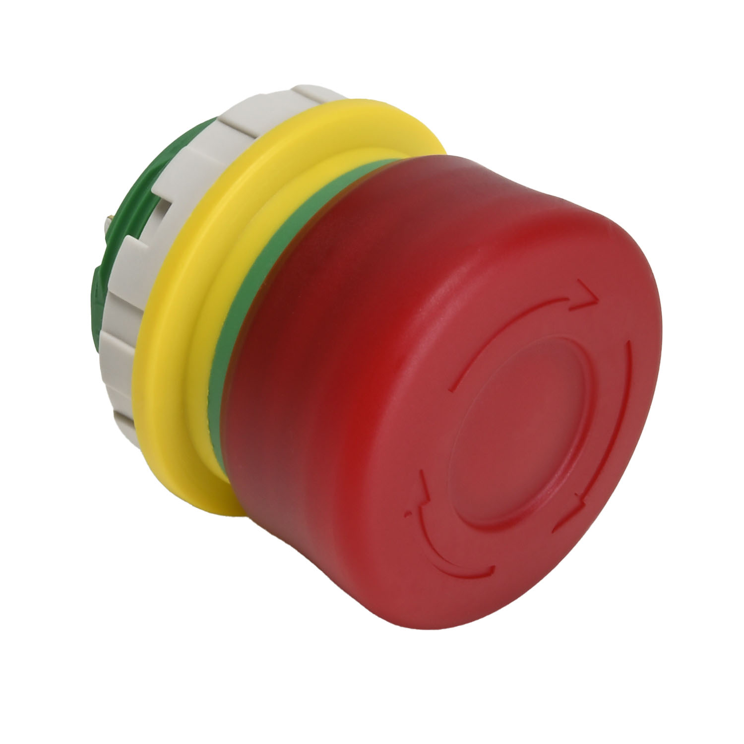 Idec XW1E Series Push Lock Turn Reset Emergency Stop Push Button, Panel Mount, 22mm Cutout, DPST, IP65, IP67, IP69K