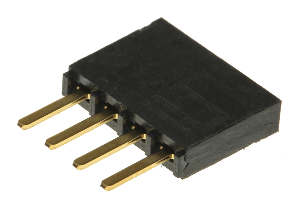 Samtec SSW Series Straight Through Hole Mount PCB Socket, 4-Contact, 1-Row, 2.54mm Pitch, Solder Termination