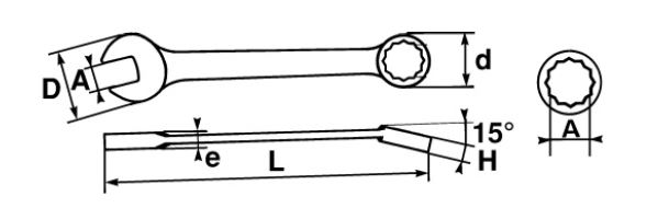SAM Combination Spanner, 13mm, 33/64in, Metric, Height Safe, Double Ended, 163 mm Overall