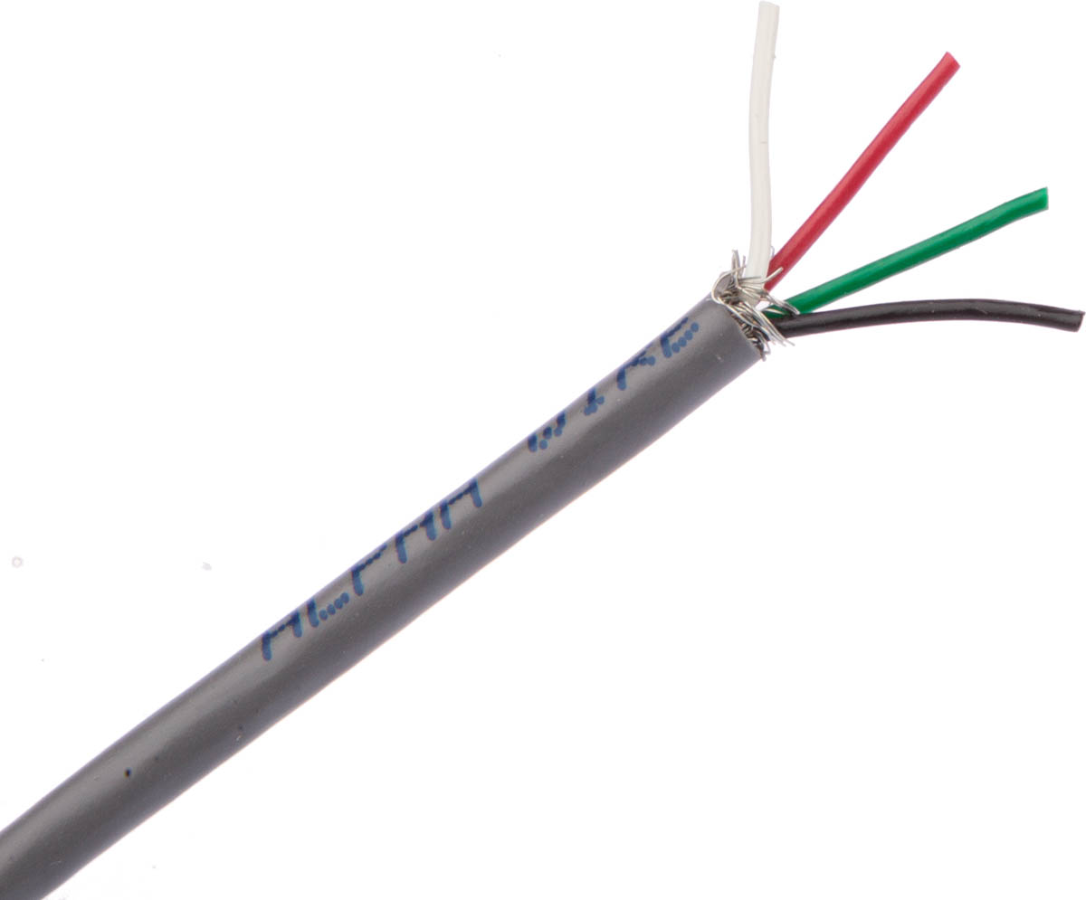 Alpha Wire Alpha Essentials Communication & Control Control Cable, 4 Cores, 0.09 mm² 28 AWG, Screened, 305 m, Grey