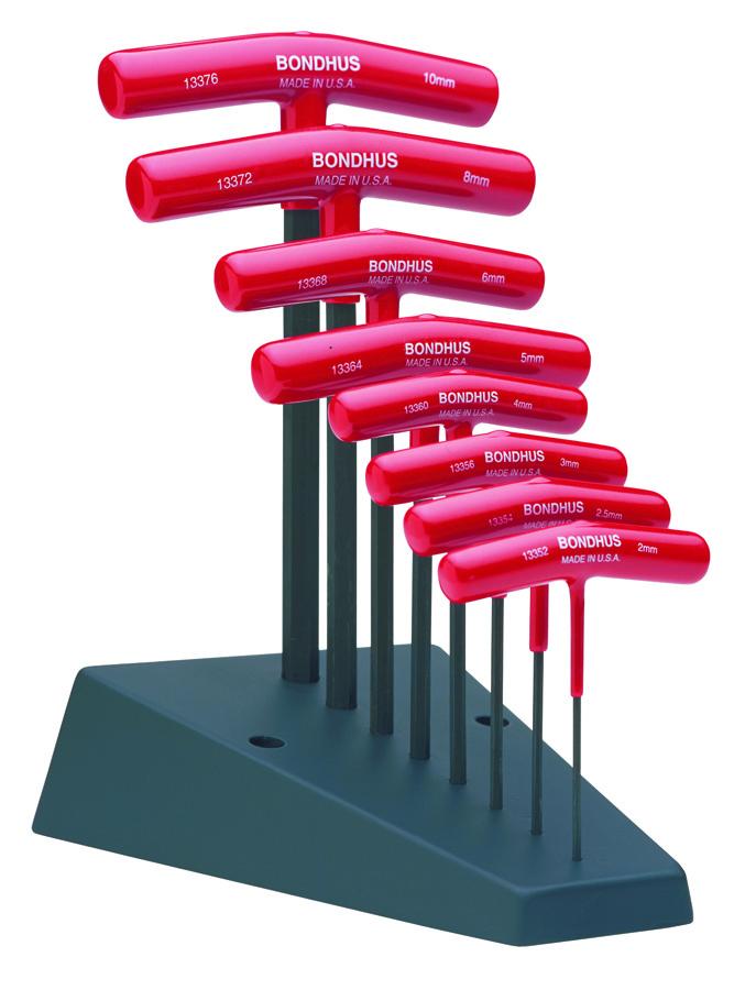Bondhus 8 piece T Shape Metric Hex Key Set, 2 → 10mm