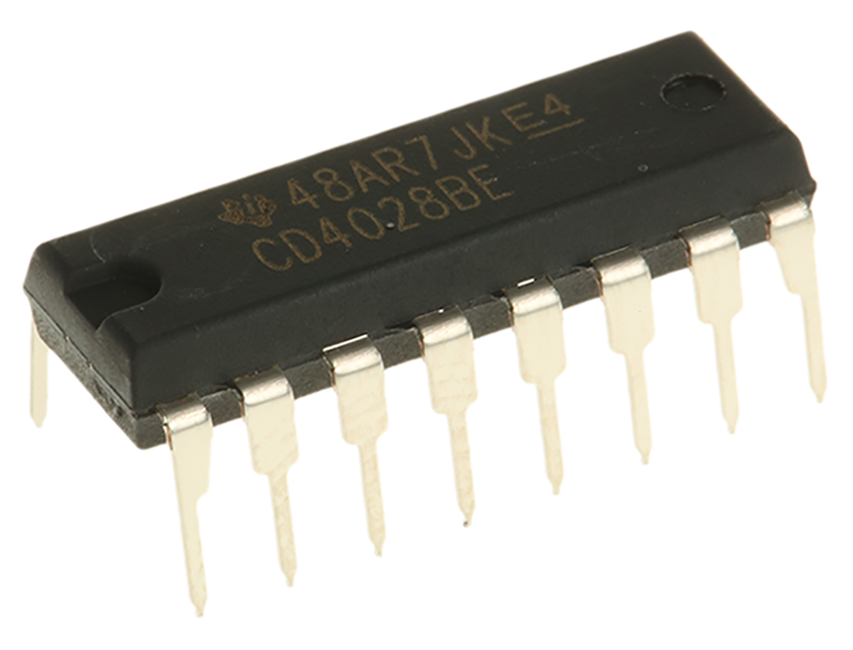 Texas Instruments CD4028BE, Decoder, 16-Pin PDIP