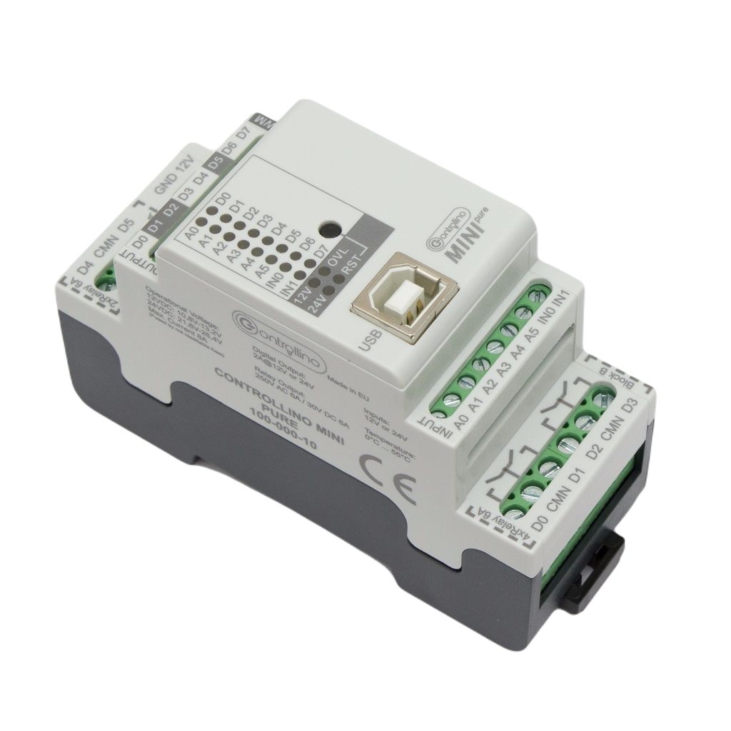 Controllino Controllino MINI Pure Series Controller for Use with Top Hat Rail, 12 or 24 V dc Supply, Relay Output,