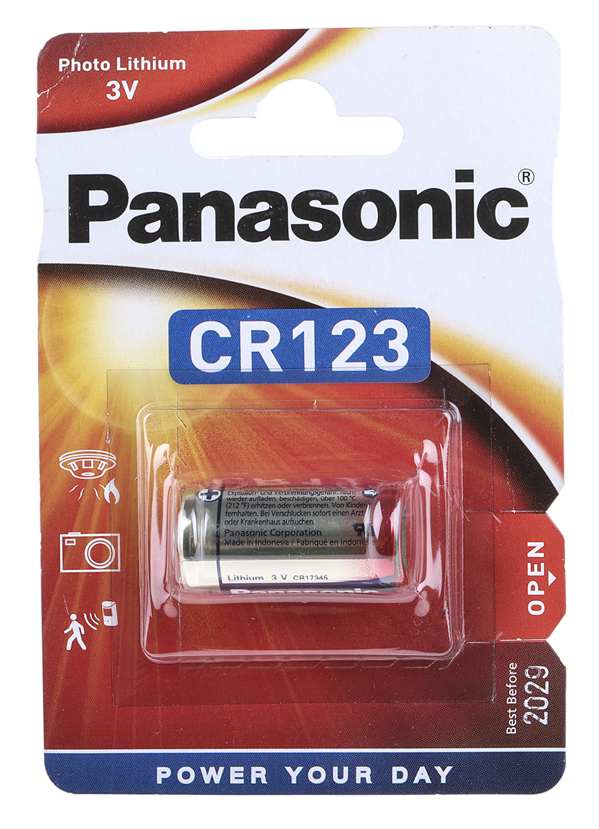 Panasonic Lithium Manganese Dioxide 3V, CR123A Camera Battery