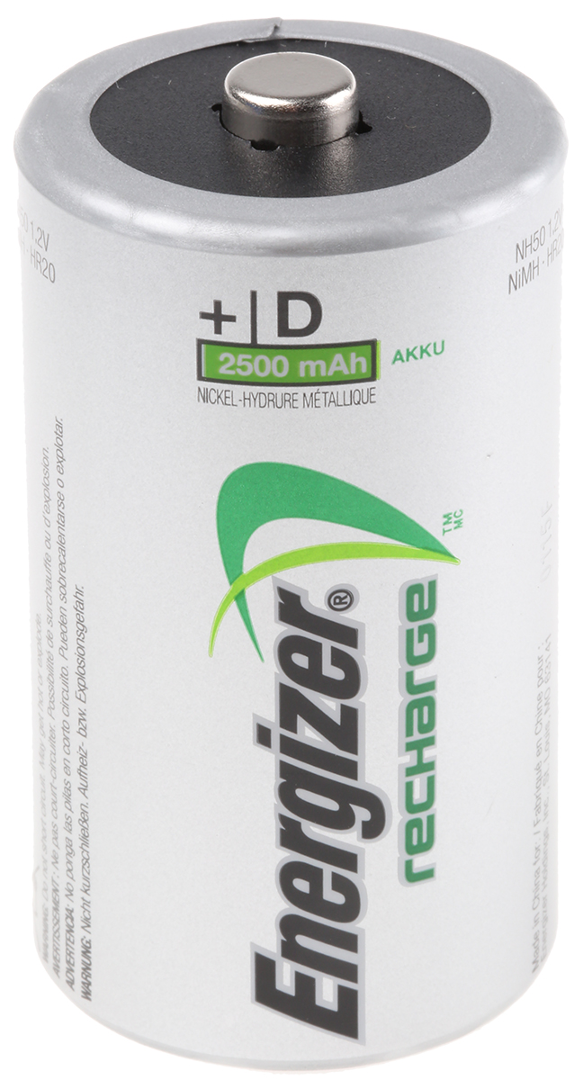 Energizer NiMH Rechargeable D Batteries, 2.5Ah