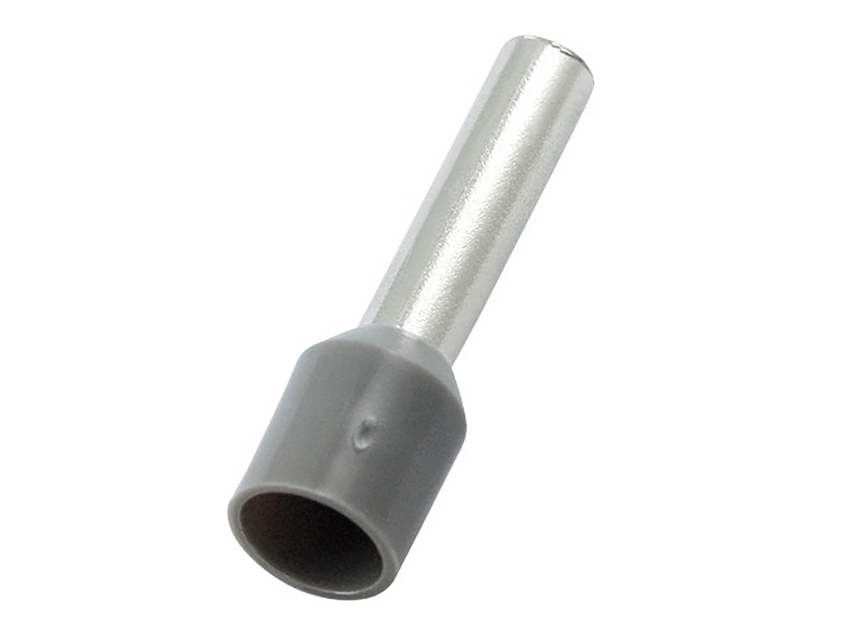 RS PRO Insulated Crimp Bootlace Ferrule, 10mm Pin Length, 1.2mm Pin Diameter, 0.75mm² Wire Size, Grey