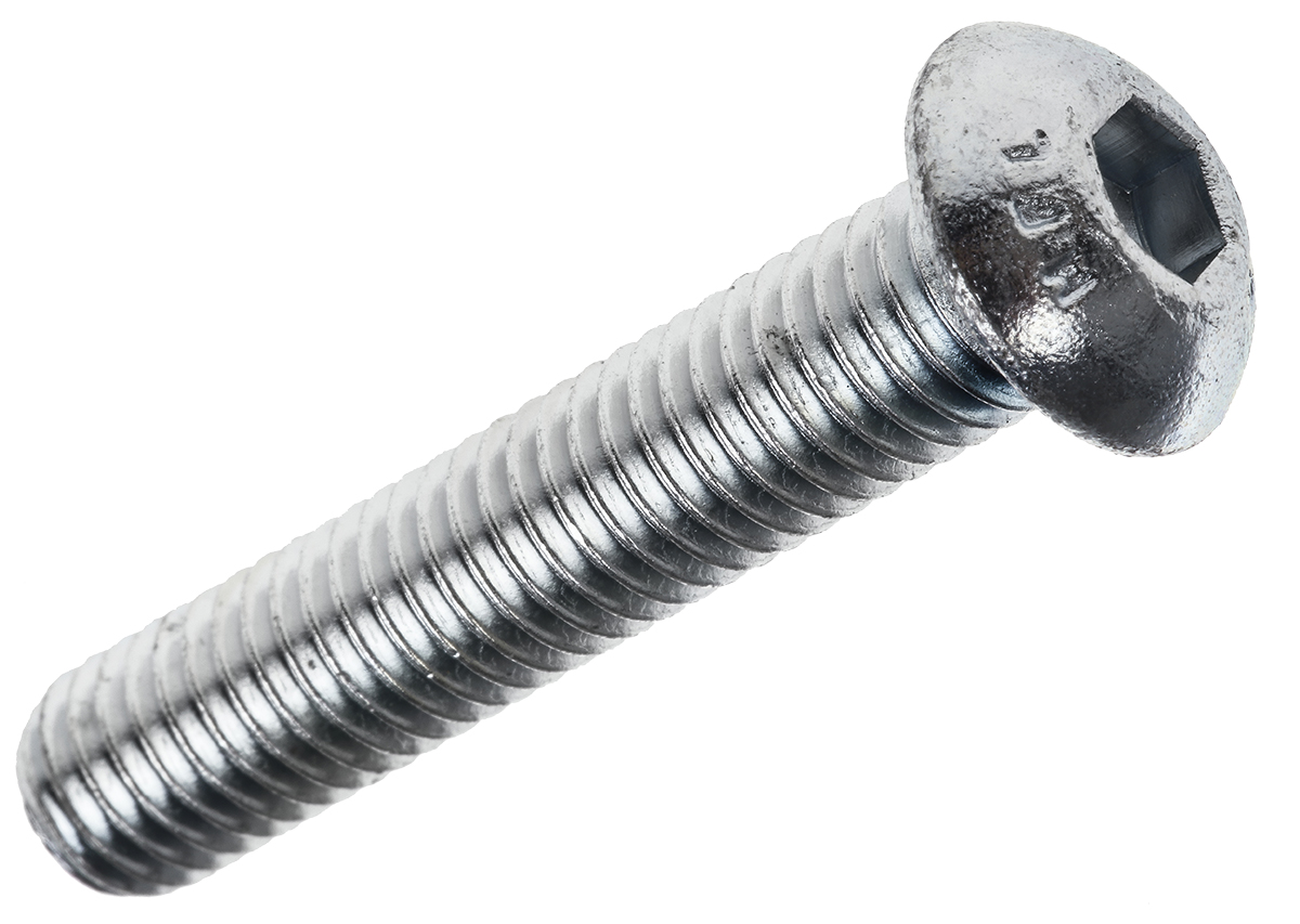 RS PRO Bright Zinc Plated Steel Hex Socket Button Screw, ISO 7380, M8 x 40mm