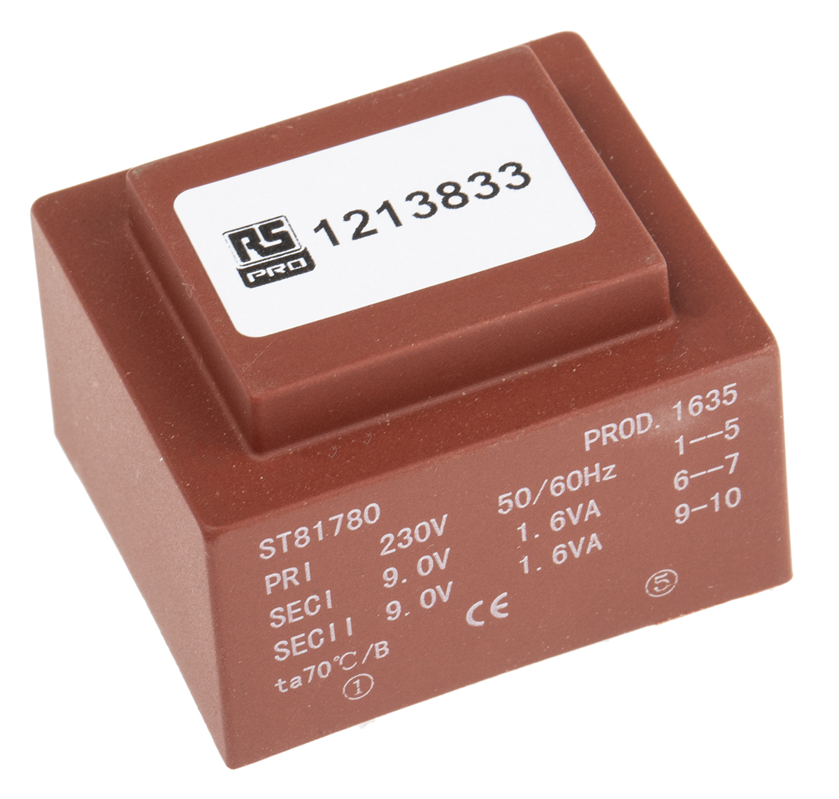 RS PRO 2 x 9V ac 2 Output PCB Mount PCB Transformer, 3.2VA