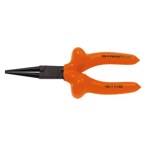 Facom Round Nose Pliers, 170 mm Overall, Straight Tip, VDE/1000V