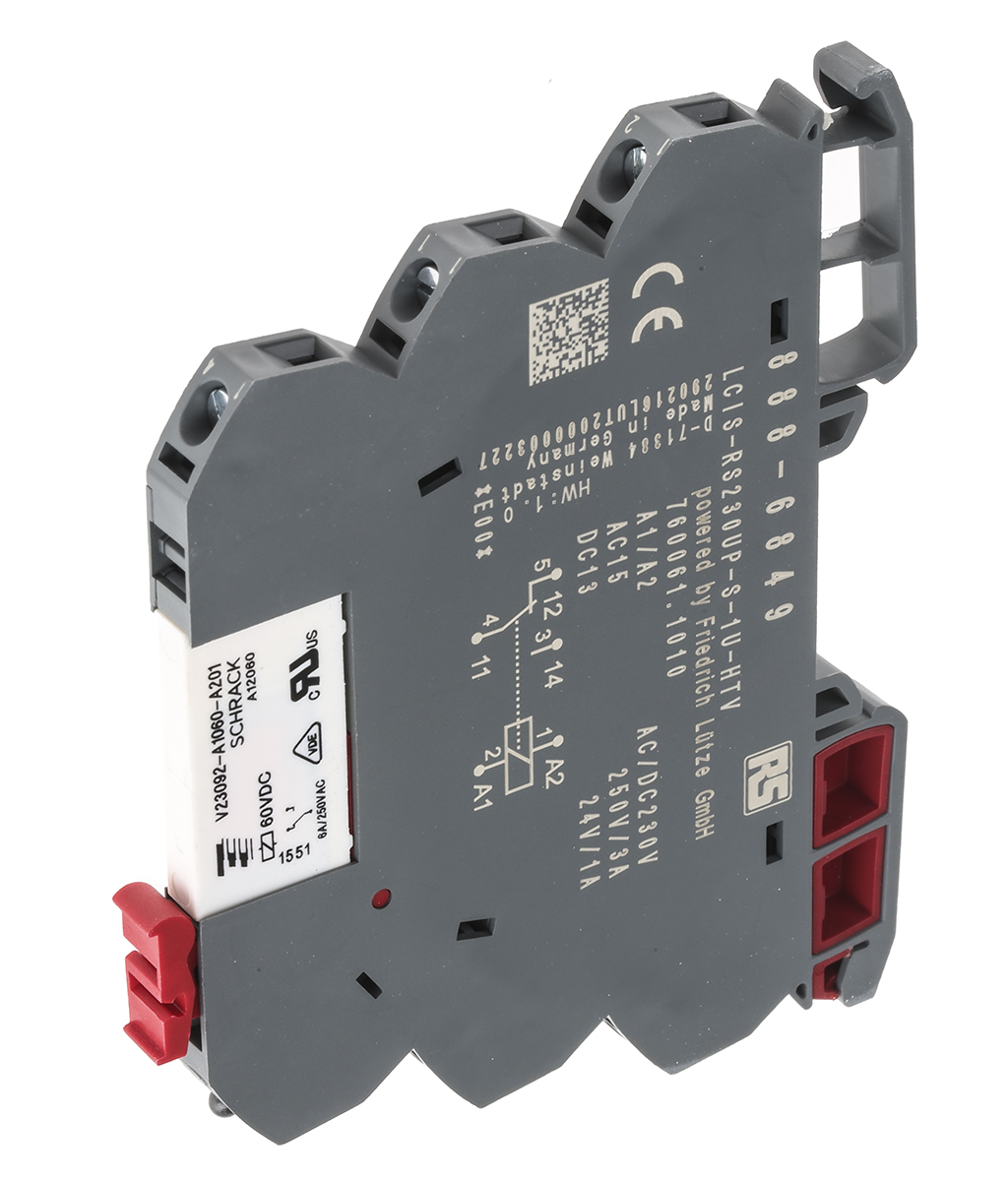 RS PRO Interface Relay, DIN Rail Mount, 230V ac/dc Coil, SPDT, 1-Pole