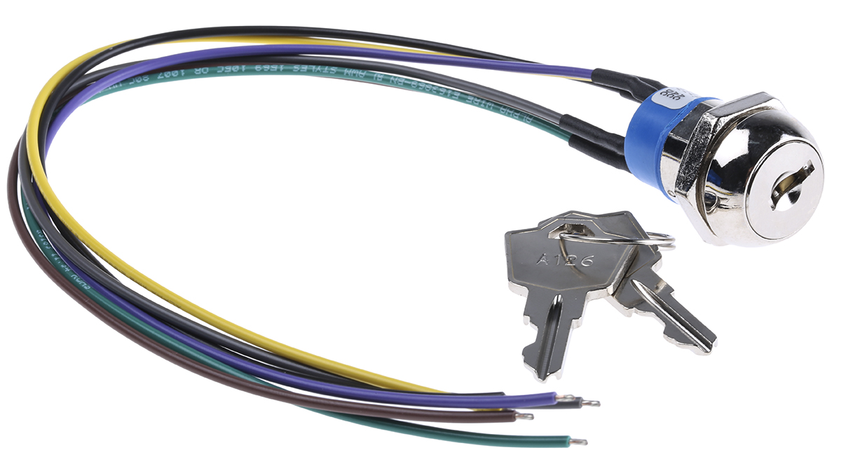 APEM Key Switch, DPST, 4 A @ 28 V dc 2-Way Flat-Key