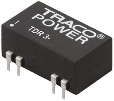 TRACOPOWER TDR 3 DC-DC Converter, 5V dc/ 600mA Output, 18 → 36 V dc Input, 3W, Through Hole, +85°C Max Temp