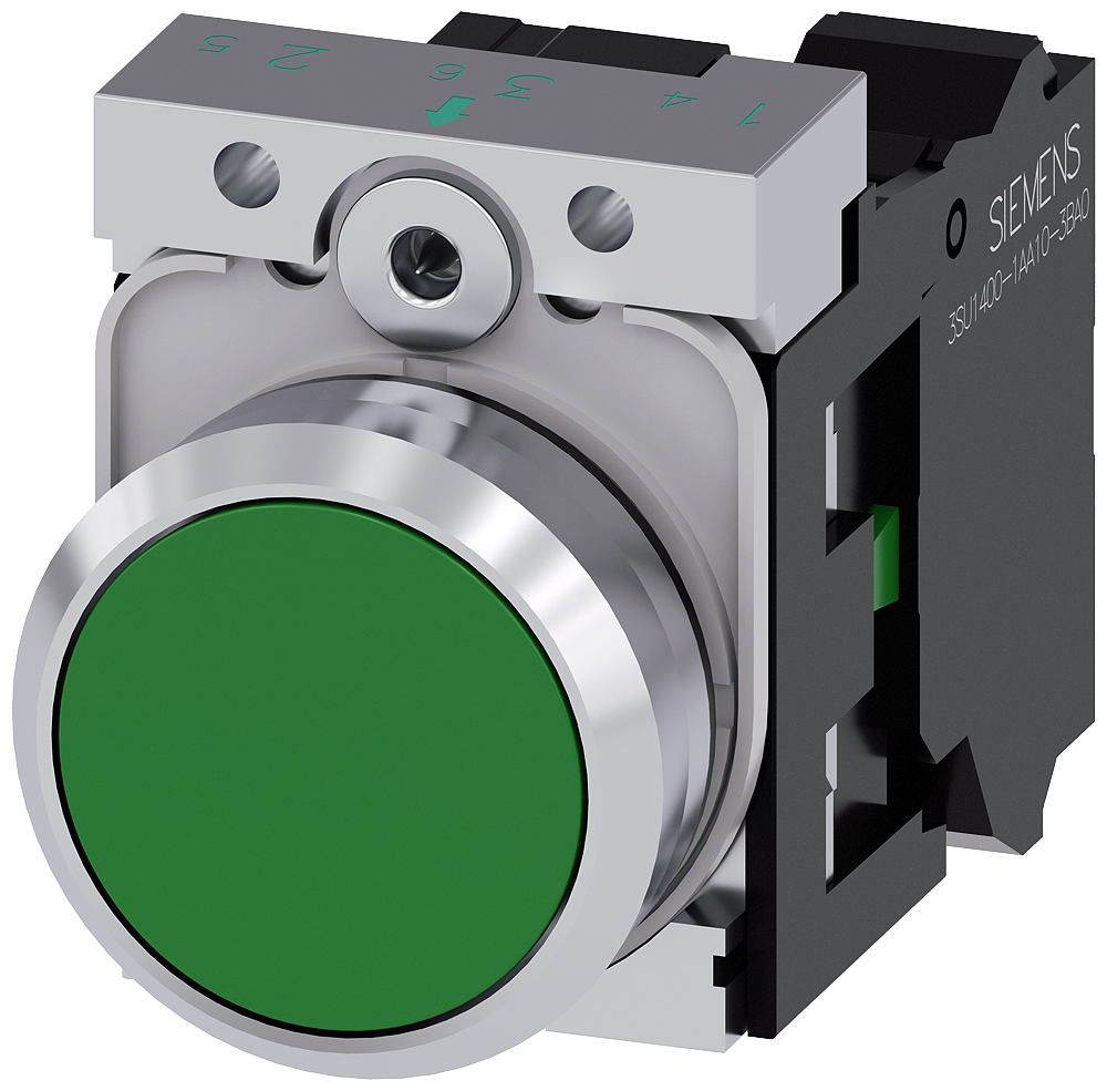 Siemens SIRIUS ACT 3SU11 Series Push Button Complete Unit, 22mm Cutout, SPST, IP66, IP67, IP69(IP69K)