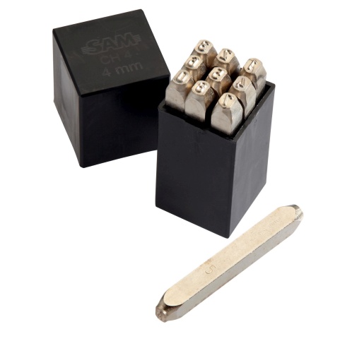 SAM 6mm x 9 Piece Engraving Number Punch Set, (Numbers 0 → 8)