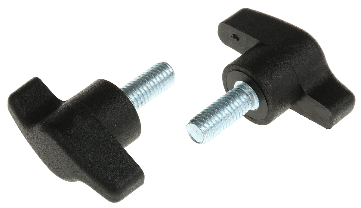 RS PRO Black Wing Clamping Knob, M8, Threaded Stud