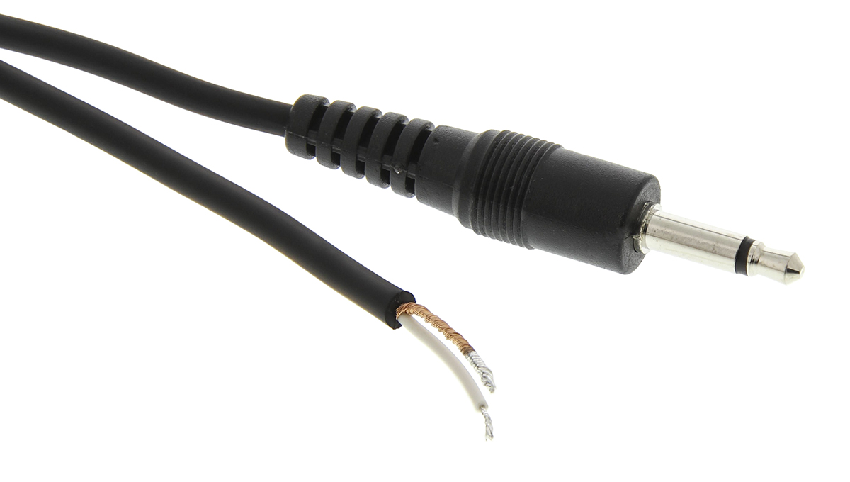 Switchcraft 35HR Male 3.5mm Mono Jack to Unterminated Aux Cable, Black, 1.98m 32HR07884X