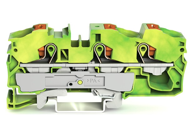 WAGO 2216-1307 TOPJOB S, 2216 Series Green/Yellow, 16mm², Single-Level, Push-In Cage Clamp Termination, ATEX, IECEx