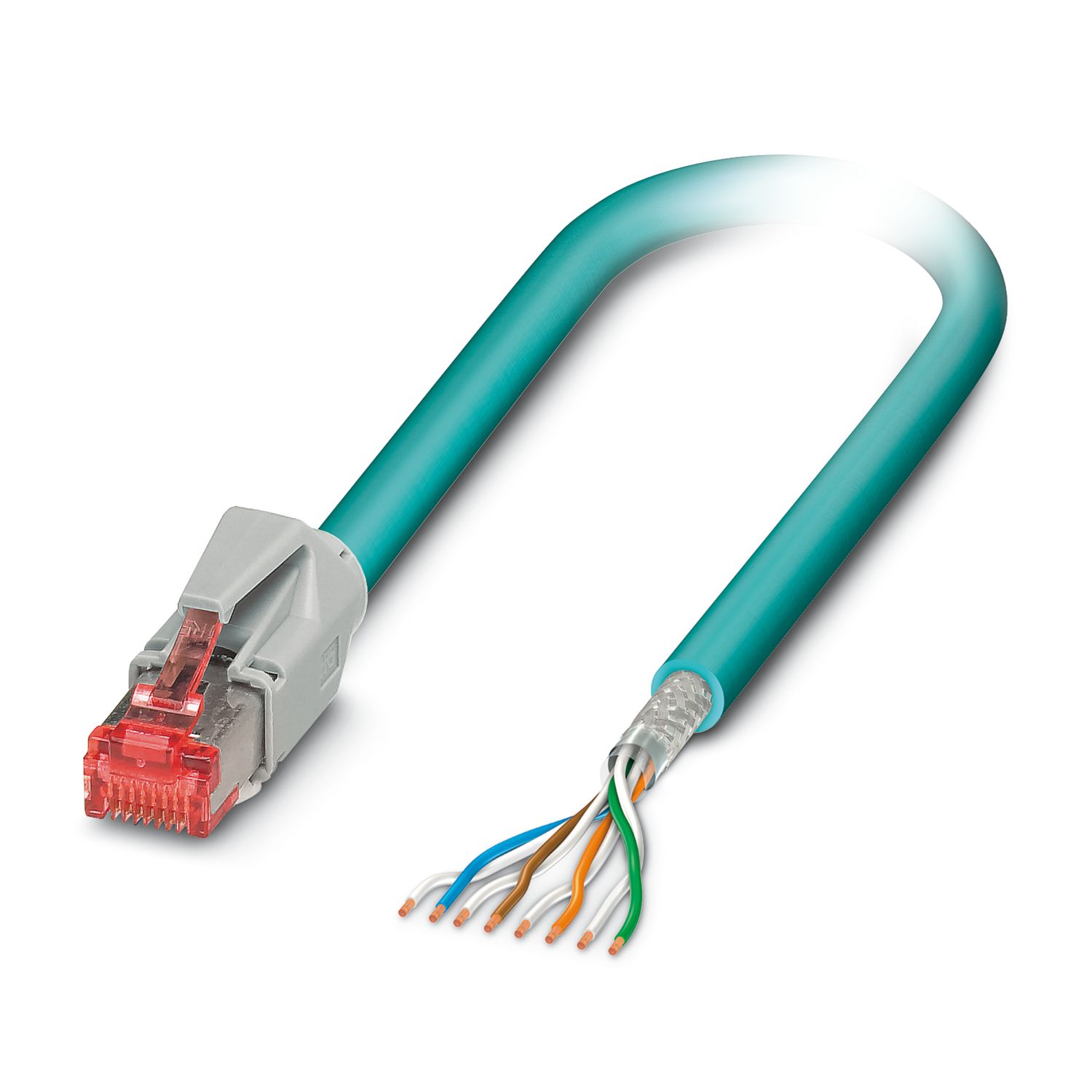 Phoenix ContactVS-IP20-OE-94F-LI/2.0, 2m Cat6, Blue RJ45 to Male Unterminated, Shielded Shielded, Terminated