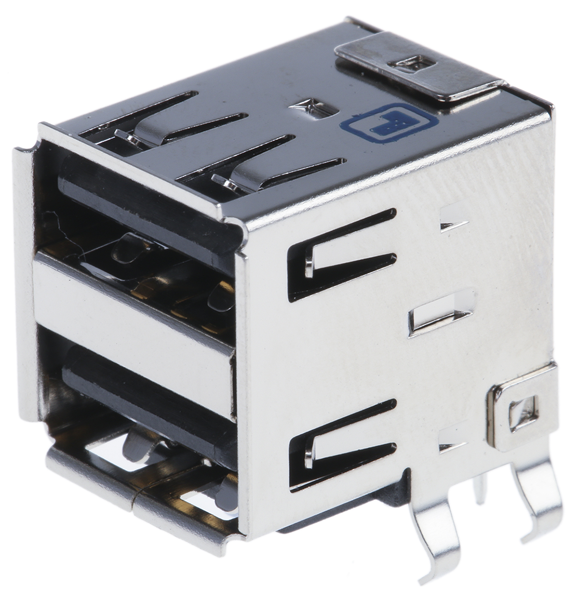 Lumberg Right Angle, Through Hole, Socket- Dual Port Type A 2.0 USB Connector
