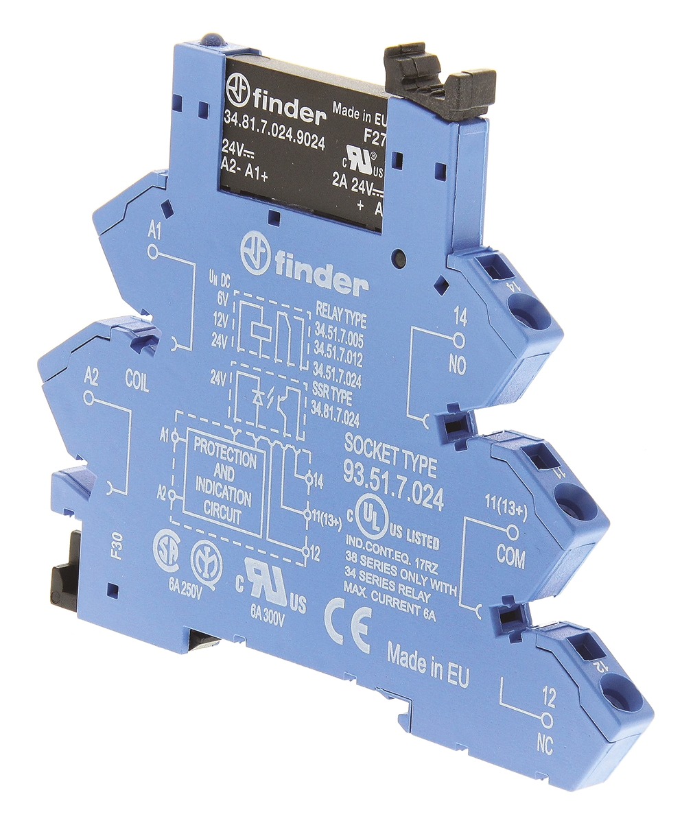 Finder 38 Series Solid State Interface Relay, 30 V Control, 2 A Load, DIN Rail Mount