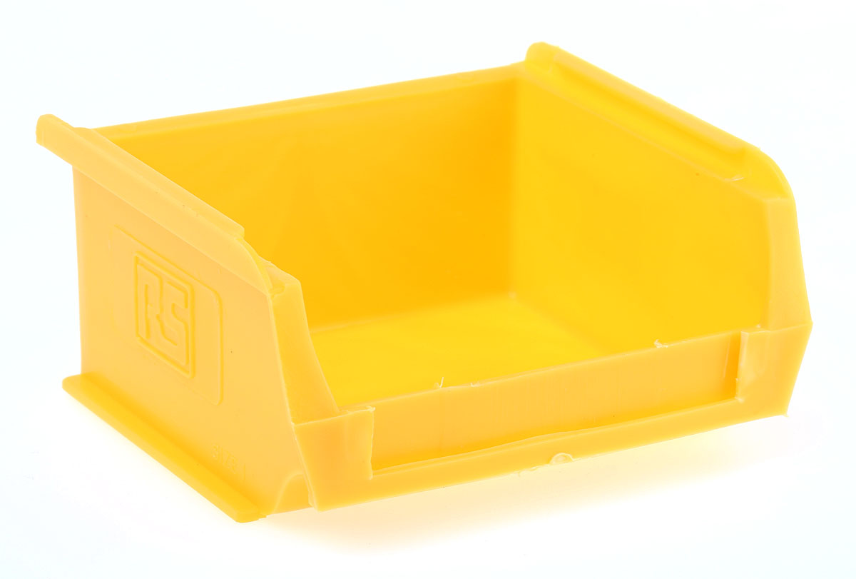 RS PRO PP Storage Bin, 90mm x 100mm x 50mm, Yellow