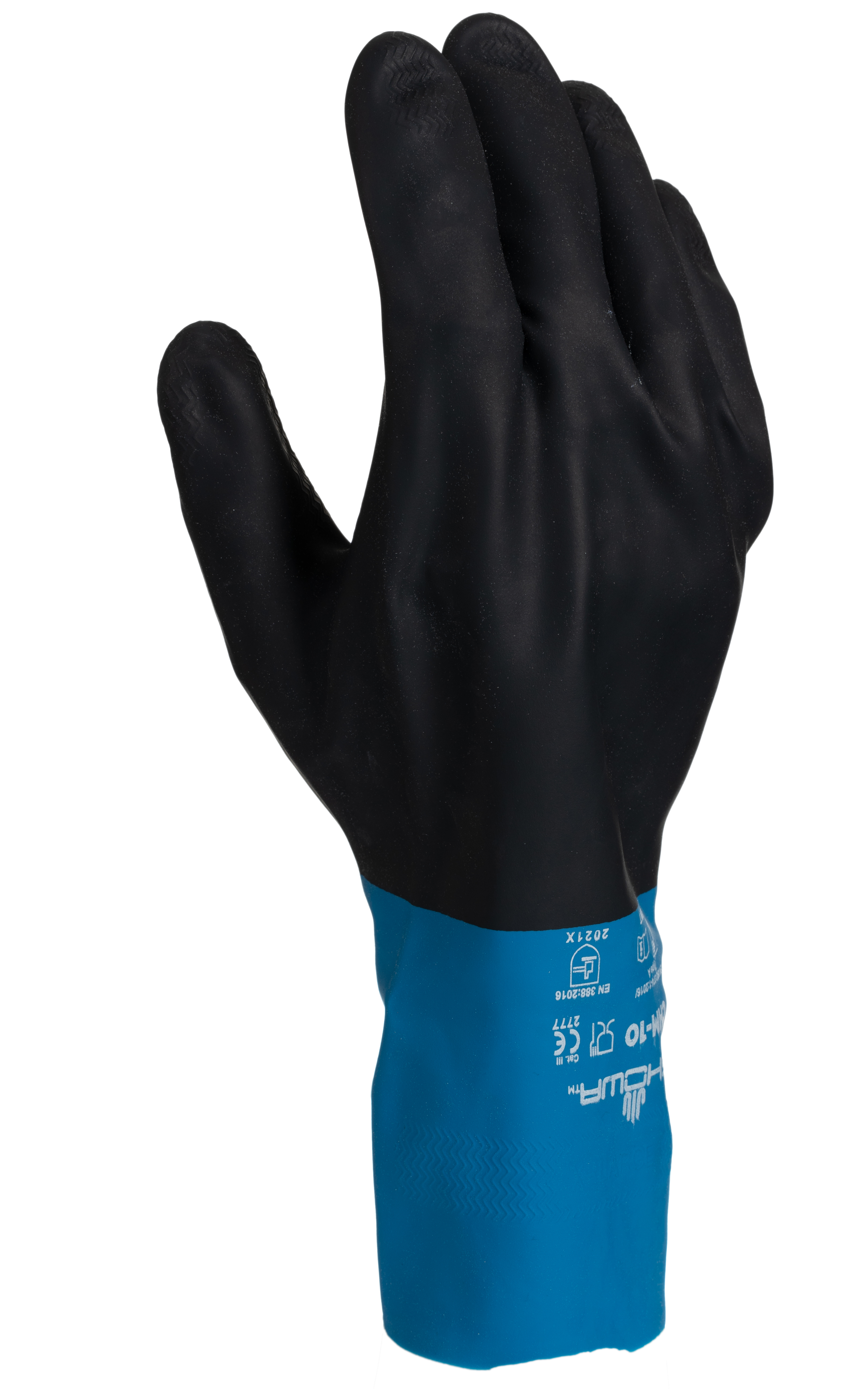 Showa Chem Master Black Cotton Flock Cotton Work Gloves, Size 10