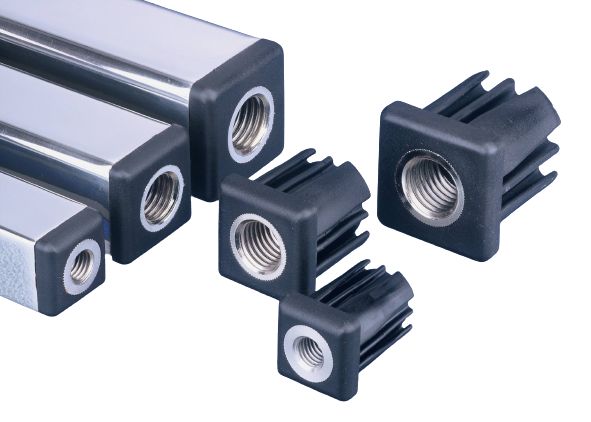 Nu-Tech Engineering Square Nylon Tube Insert, M10, 1000kg Static Load Capacity