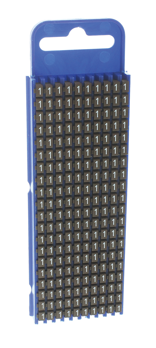HellermannTyton WIC2 Snap On Cable Markers, Brown, Pre-printed "1", 2.8 → 3.8mm Cable, 561-02611 WIC2-1-PA66-BN