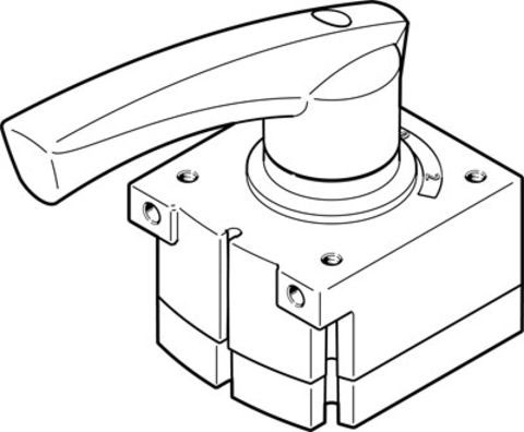 Festo Rod Lever 4/3 exhausted Pneumatic Manual Control Valve VHER Series, G 1/2, 1/2, 3192068