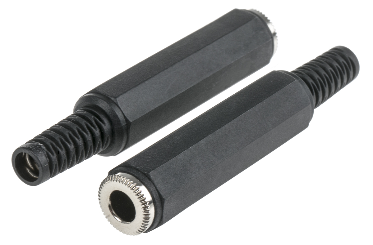 RS PRO Jack Connector 6.35 mm Cable Mount Stereo Socket, 3Pole