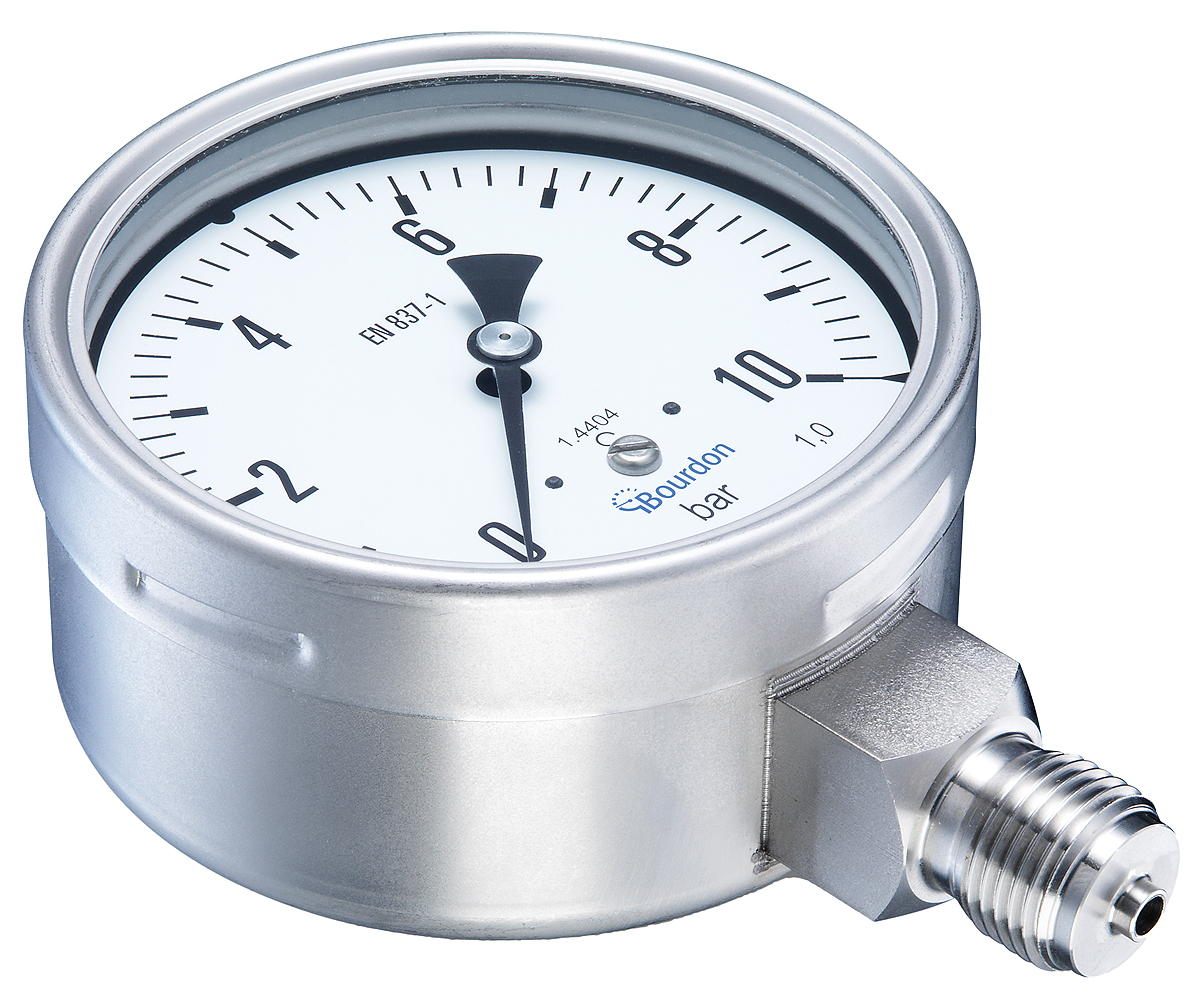 Bourdon Analogue Pressure Gauge 16bar Bottom Entry 100mm Outside Diameter, With RS Calibration