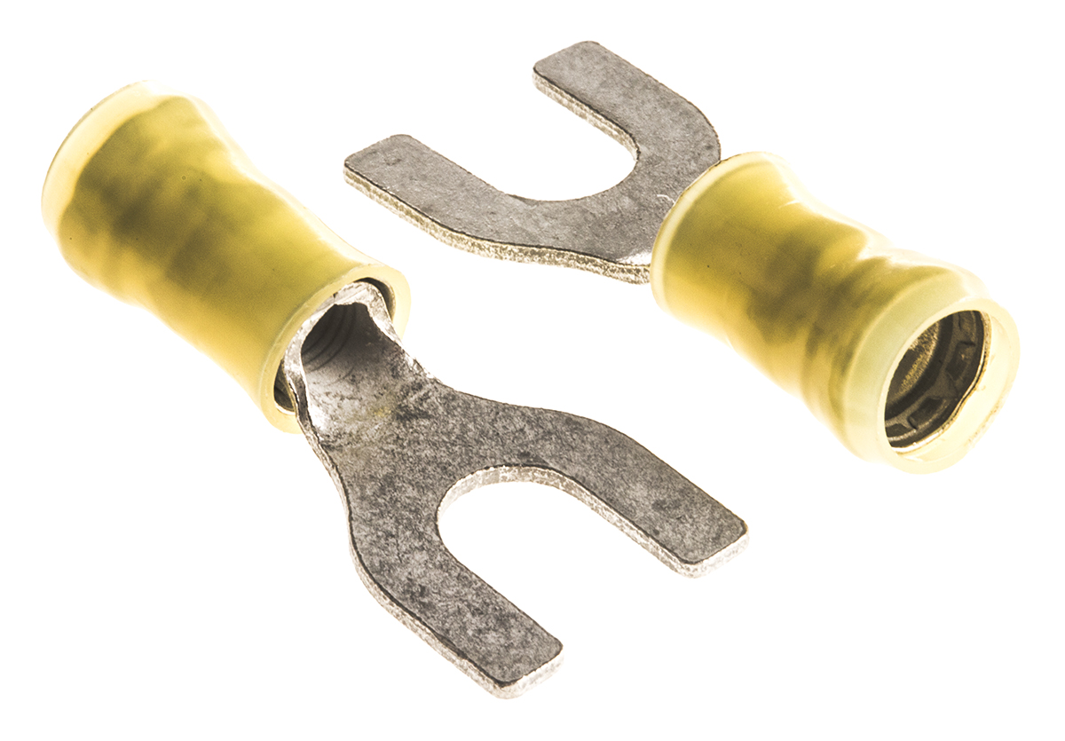 TE Connectivity PIDG Insulated Crimp Spade Connector, 2.6mm² to 6.6mm², 12AWG to 10AWG, M6 Stud Size Nylon, Yellow