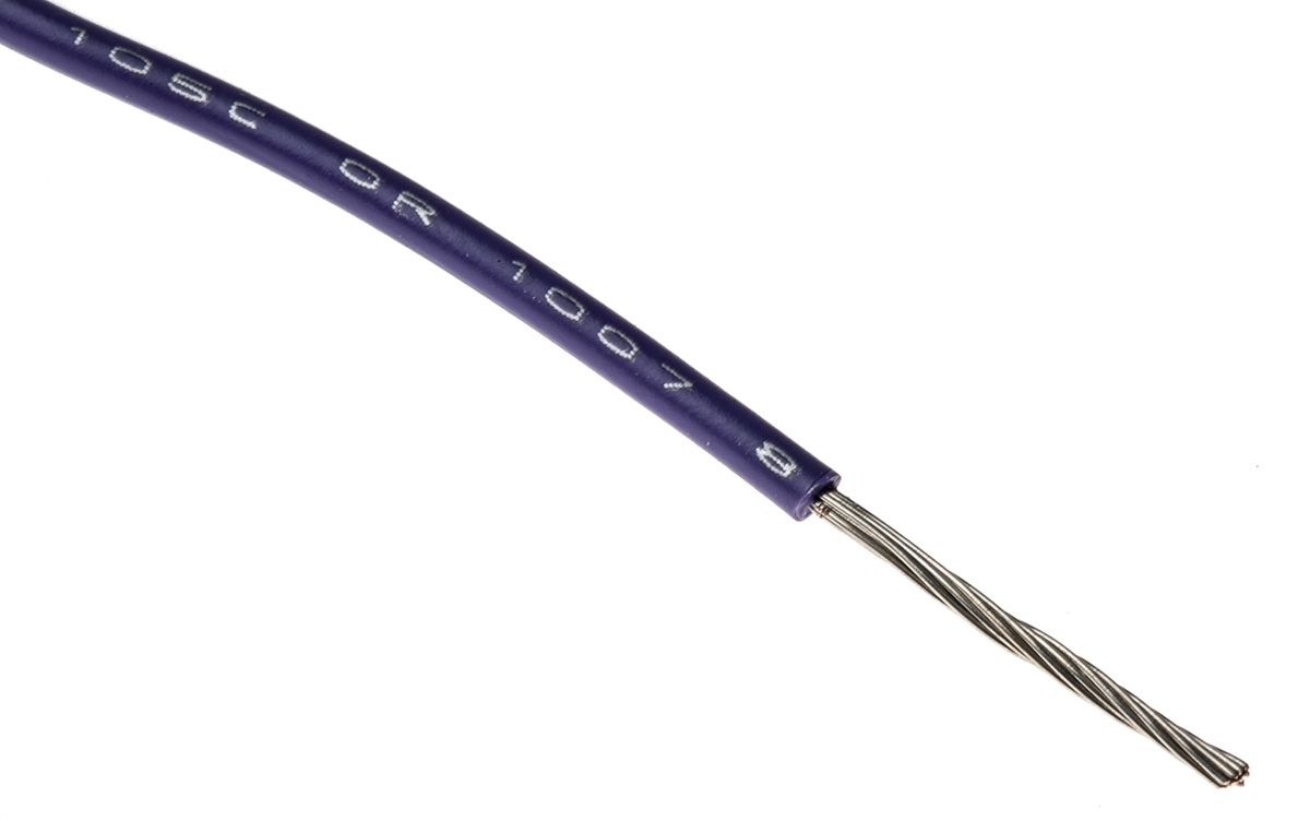Alpha Wire Hook-up Wire PVC Series Purple 0.51 mm² Hook Up Wire, 20 AWG, 10/0.25 mm, 305m, PVC Insulation, 3053 VI001
