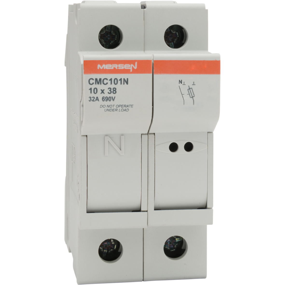 Mersen 32A Rail Mount Fuse Holder for 10 x 38mm Fuse, 1P+N, 690V ac