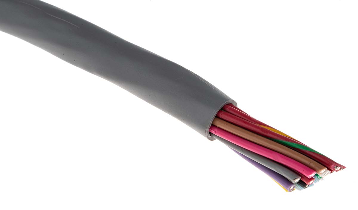 Alpha Wire Alpha Essentials Communication & Control Control Cable, 15 Cores, 0.56 mm² 20 AWG, Unscreened, 30 m, Grey