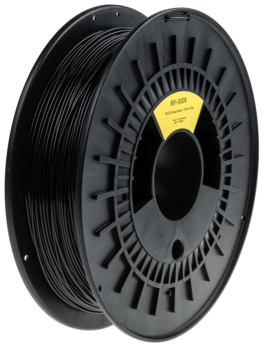 RS PRO 1.75mm Black PET-G 3D Printer Filament, 500g