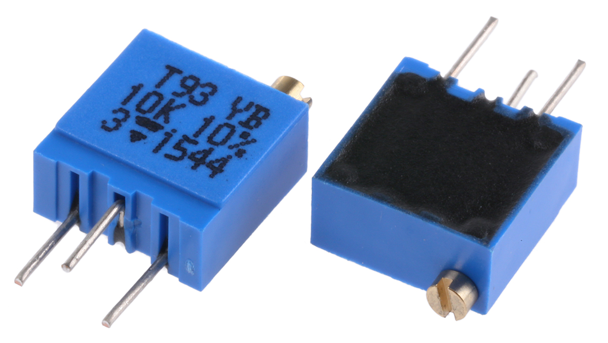 10kΩ, Through Hole Trimmer Potentiometer 0.5W Top Adjust Vishay, T93