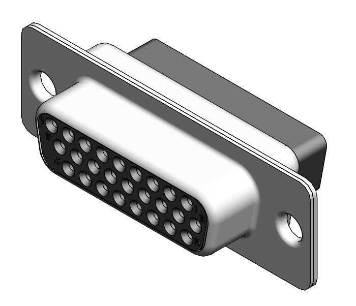 FCT from Molex 173113 26 Way Panel Mount D-sub Connector Socket, 1.98mm Pitch, with 4-40 Screw Locks