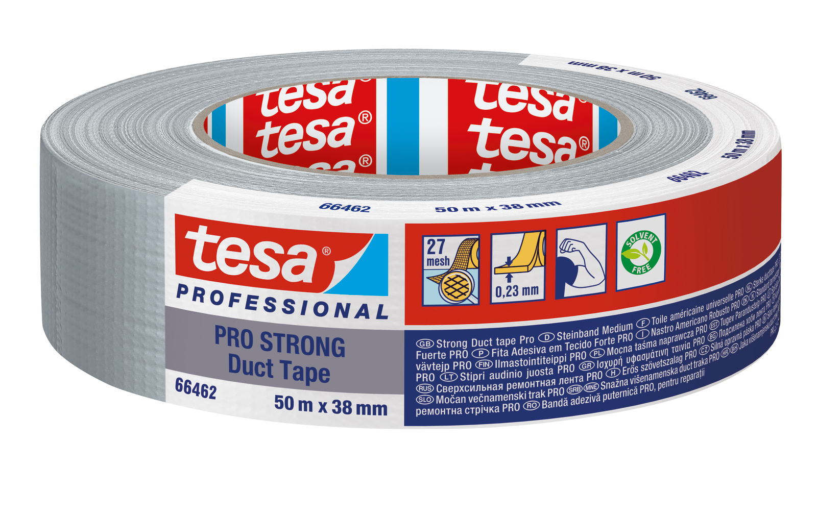 Tesa Tesa PRO 66462 STRONG Duct Tape 66462-00004-00 Duct Tape, 50m x 38mm, Grey