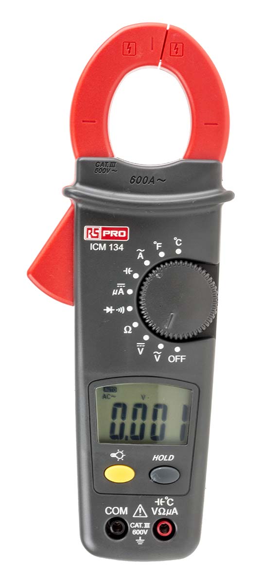 RS PRO ICM134 Clamp Meter, Max Current 600A ac CAT II 1000 V, CAT III 600 V With RS Calibration