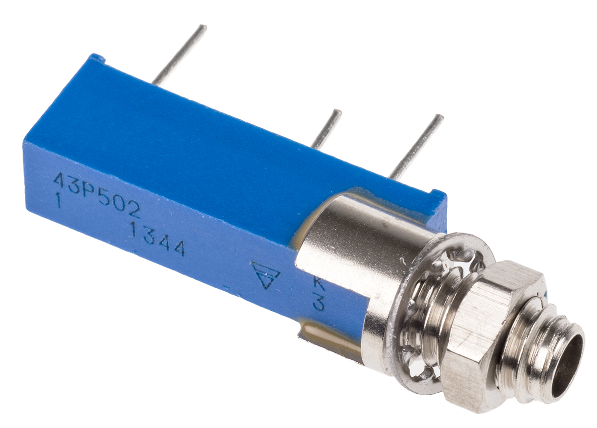 5kΩ, Panel Mount, Through Hole Trimmer Potentiometer 0.5W Side Adjust Vishay, 43P