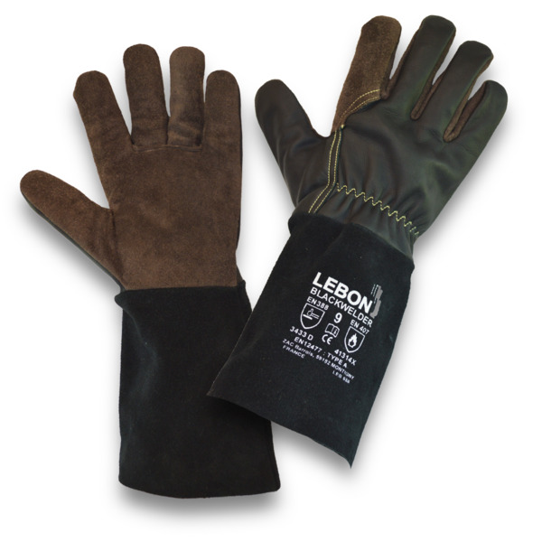 Lebon Protection BLACKWELDER Black Leather Leather Cut Resistant Gloves, Size 9, Uncoated Coating