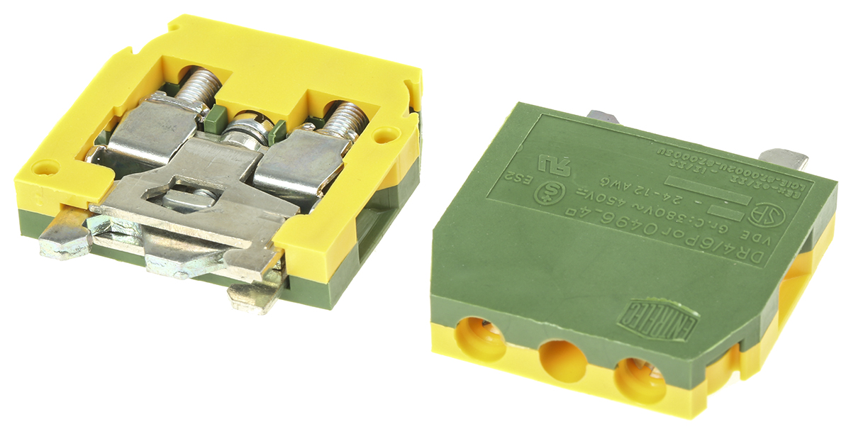 Entrelec 1SNA160496R2600 SNA Series Green/Yellow, 4mm², Single-Level, Screw Termination