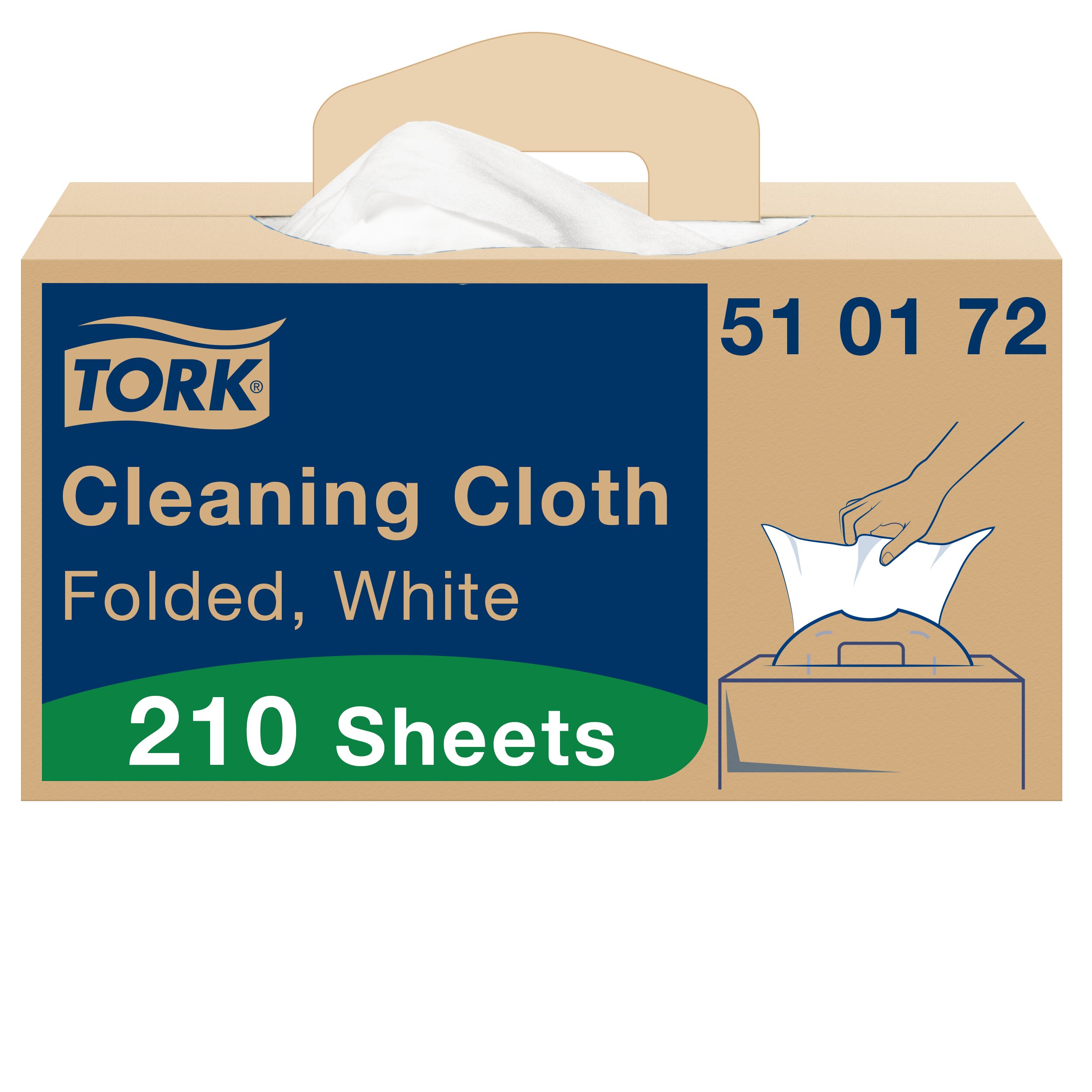 Tork White Non Woven Fabric Cloths for Multipurpose Cleaning, Box of 210, 41.5 x 35.5cm, Repeat Use