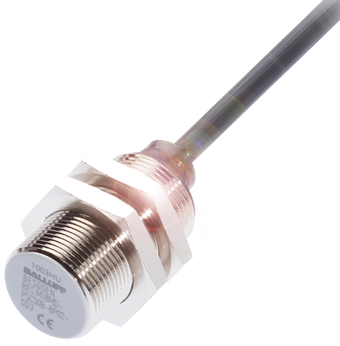 BALLUFF Inductive Threaded Barrel Proximity Sensor, M18, 8 mm Detection, PNP NO, 9.6 → 30 V dc