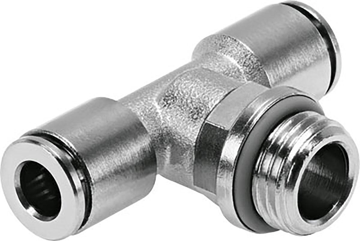 Festo NPQH Series Tee Threaded Adaptor, Push In 8 mm to Push In 8 mm, Threaded-to-Tube Connection Style, 578396